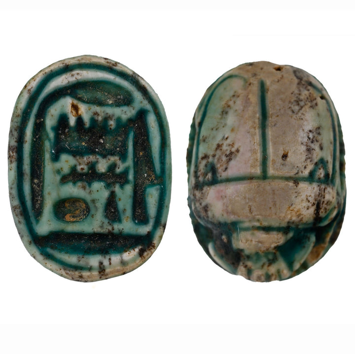 Egyptian Green Glaze Scarab for Amun Ra