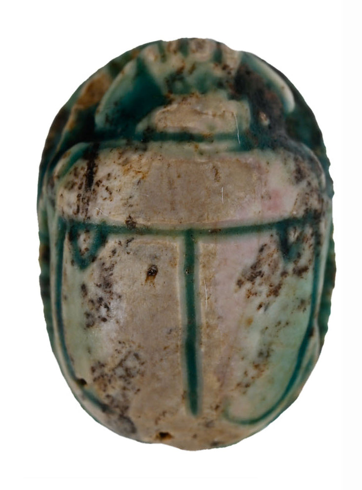 Egyptian Green Glaze Scarab for Amun Ra