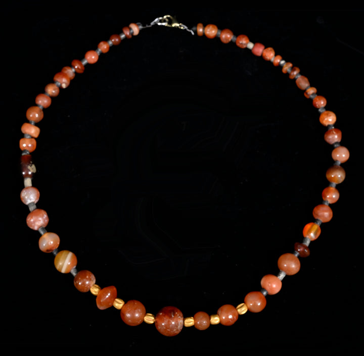 							Roman Carnelian Bead Necklace with Gold Spacers