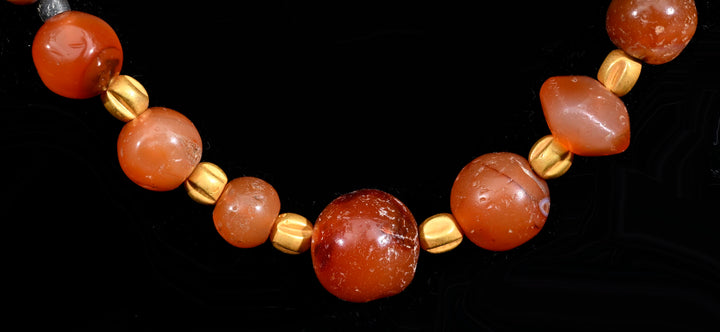 							Roman Carnelian Bead Necklace with Gold Spacers
