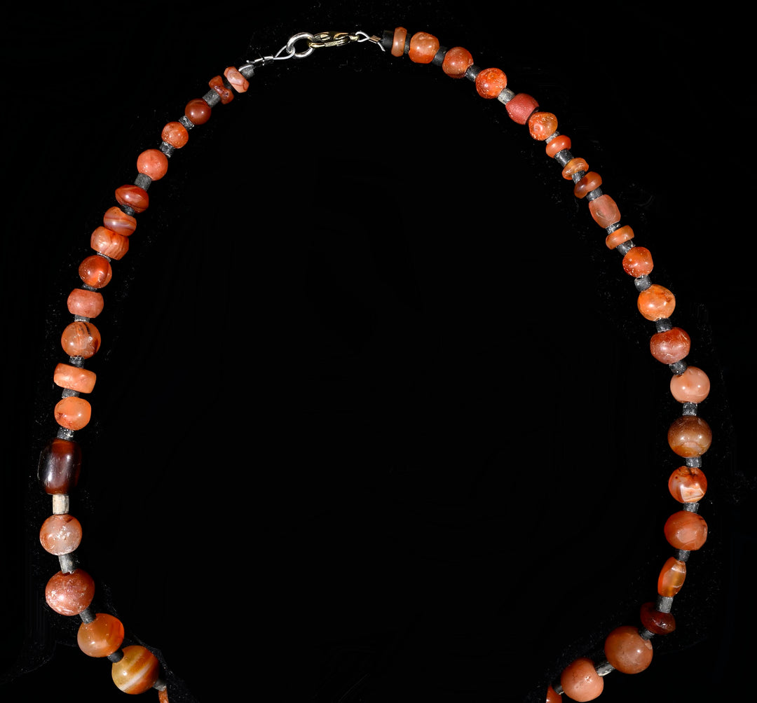 							Roman Carnelian Bead Necklace with Gold Spacers