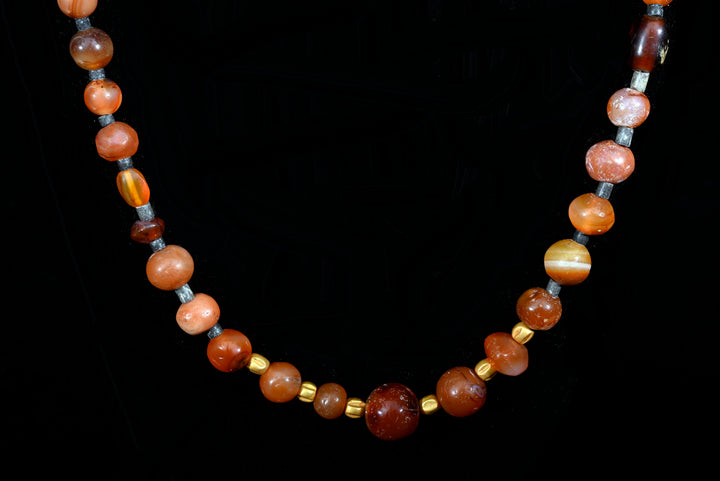 							Roman Carnelian Bead Necklace with Gold Spacers