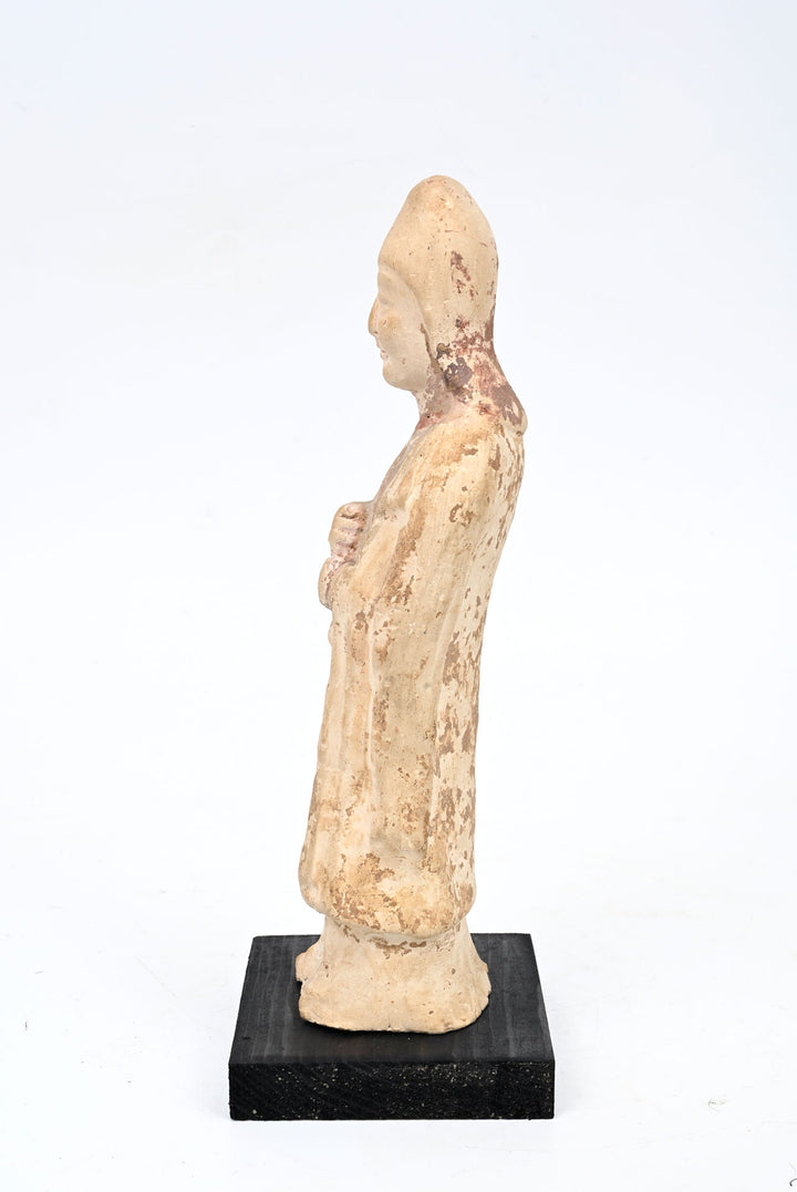 Chinese Painted Pottery Hooded Attendant