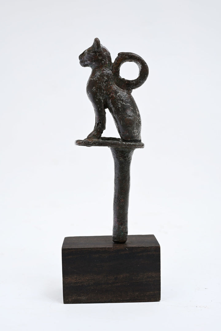 Egyptian Bronze Bastet Cat Finial