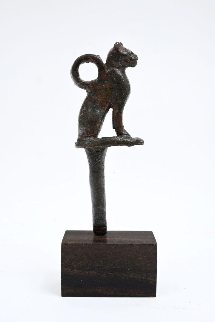 Egyptian Bronze Bastet Cat Finial