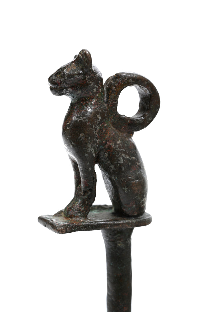 Egyptian Bronze Bastet Cat Finial