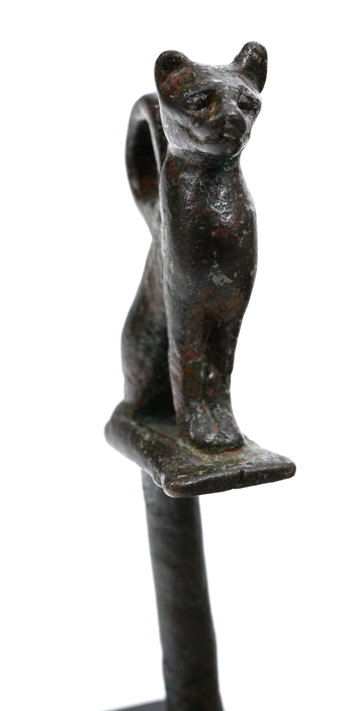 Egyptian Bronze Bastet Cat Finial