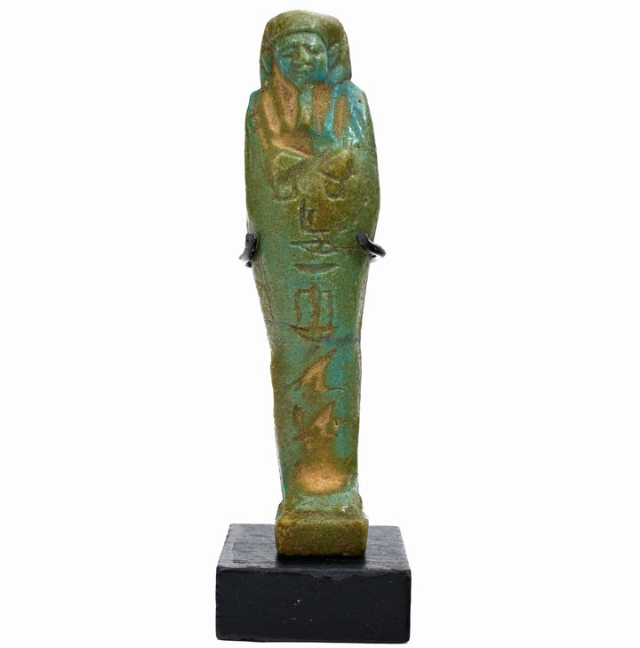 Egyptian Green Glaze Faience Inscribed Ushabti for Heqa