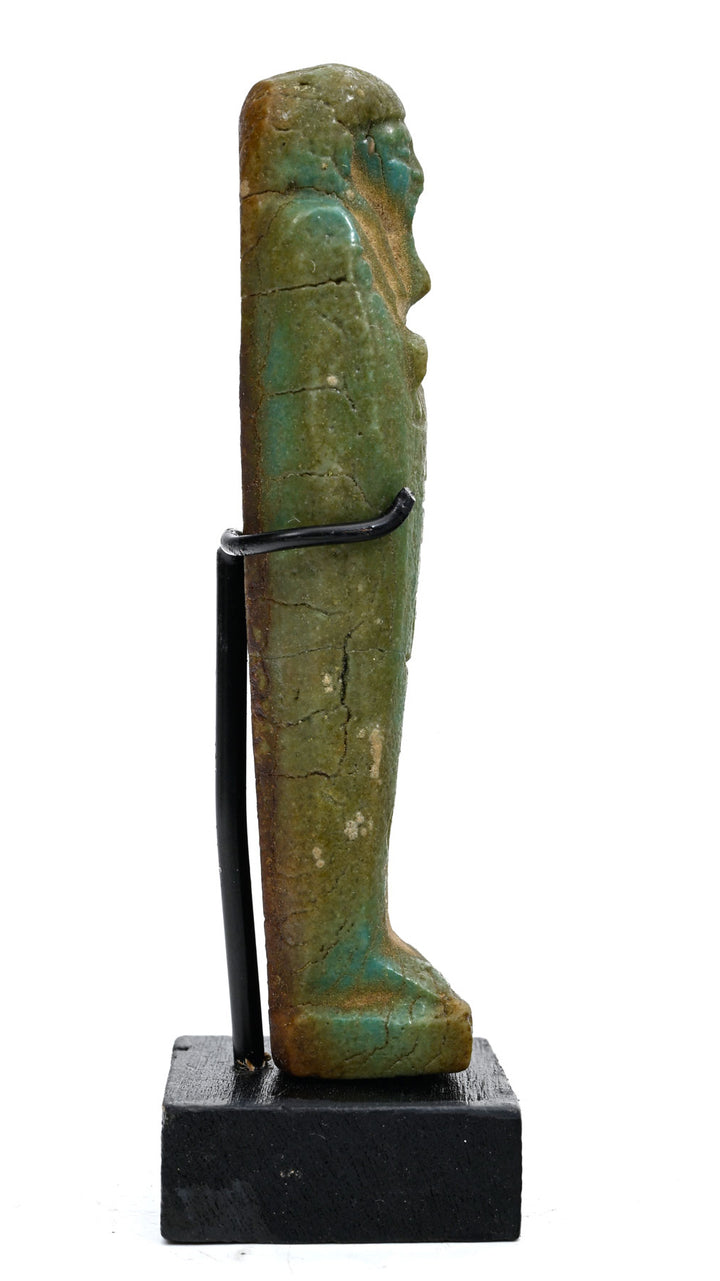 Egyptian Green Glaze Faience Inscribed Ushabti for Heqa