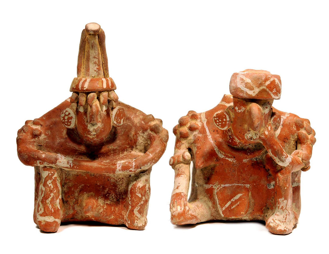 Nayarit Pottery Seated Male and Female Elder Couple (2)