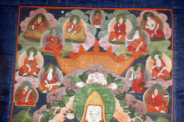 Sino Tibetan Painted Thanka of a High Priest Tsonghapa