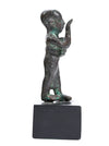 Egyptian Bronze Striding Priest of Thoth Holding a Baboon