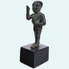 Egyptian Bronze Striding Priest of Thoth Holding a Baboon