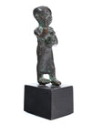 Egyptian Bronze Striding Priest of Thoth Holding a Baboon