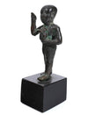 Egyptian Bronze Striding Priest of Thoth Holding a Baboon