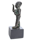 Egyptian Bronze Striding Priest of Thoth Holding a Baboon