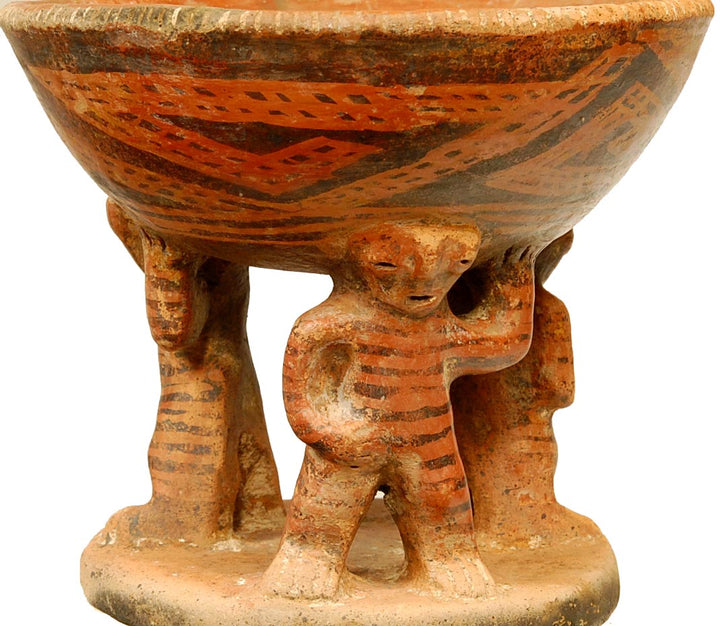 Narino Wax Resist Decorated Caryatid Vessel