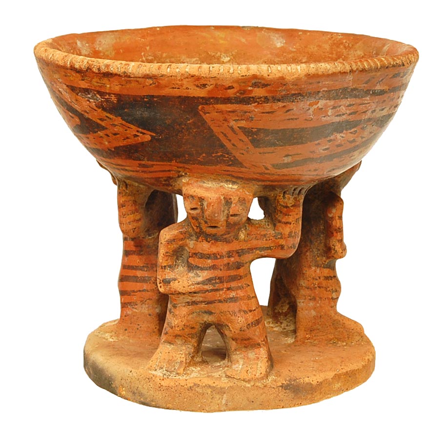 Narino Wax Resist Decorated Caryatid Vessel