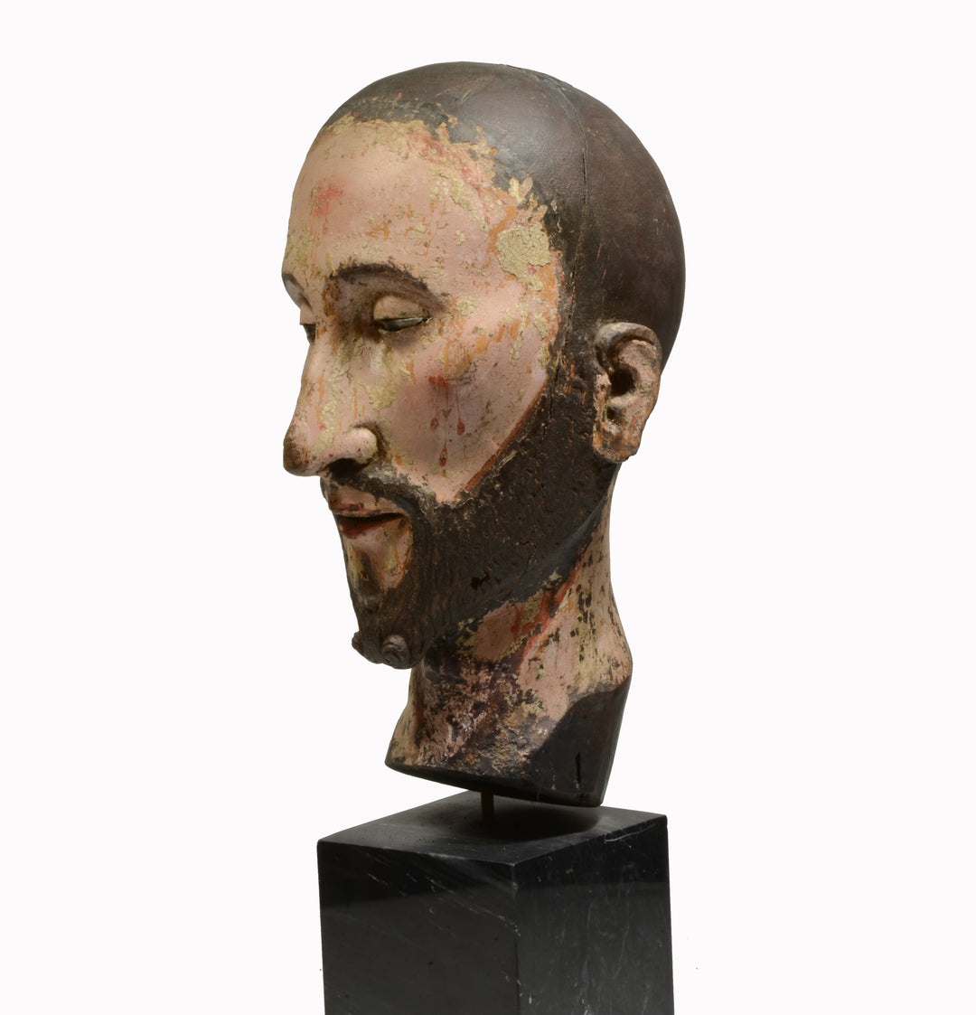 Spanish Colonial Polychrome Head of Jesus