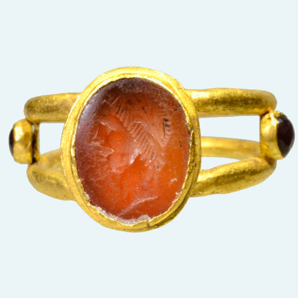 Superb Roman Gold Ring with Carnelian Stone Signet Intaglio - Art for Eternity