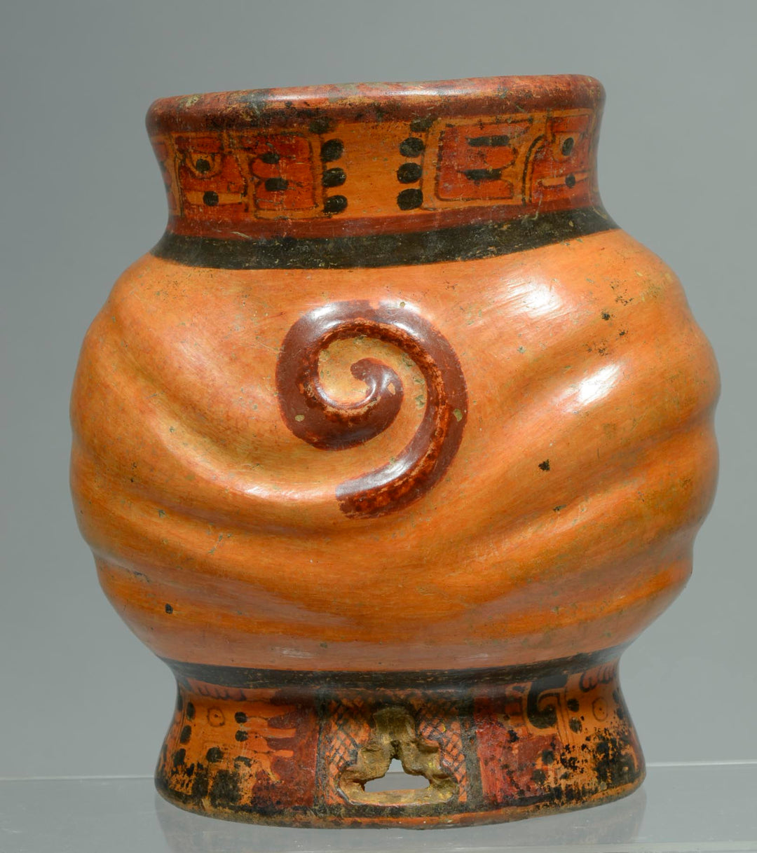 Maya Pottery Polychrome Gourd Shape Olla