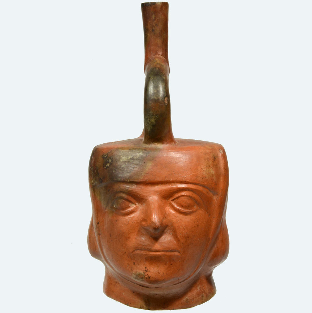 Moche Pottery Portrait Head Vessel - Art for Eternity