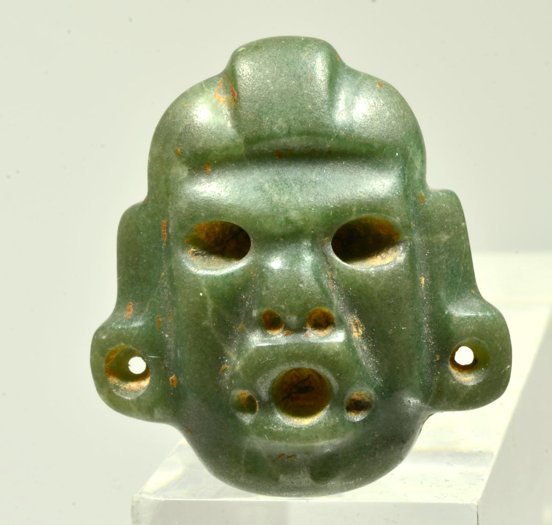 Olmec Green Jade Pendant Masket