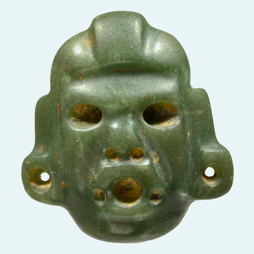 Olmec Green Jade Pendant Masket