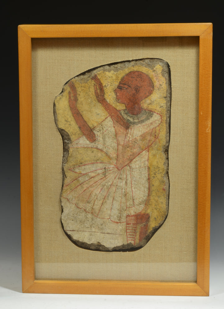 Egyptian Polychrome Painting depicting a Robed Priest