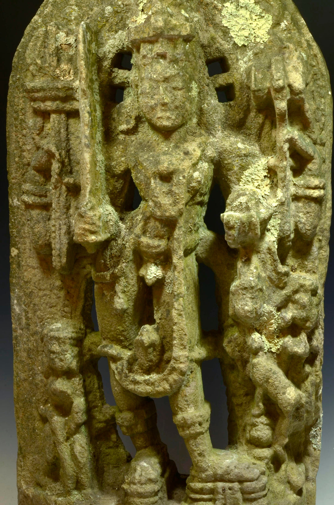 India Carved Stone Stela of Lord Bhairava