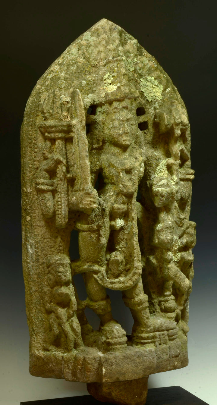India Carved Stone Stela of Lord Bhairava