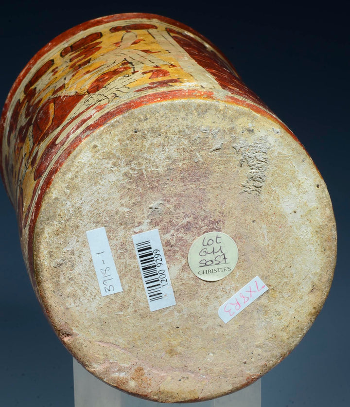 Maya Pottery Polychrome Cylinder with Hero Twins