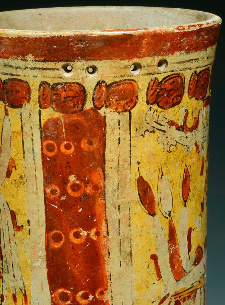 Maya Pottery Polychrome Cylinder with Hero Twins