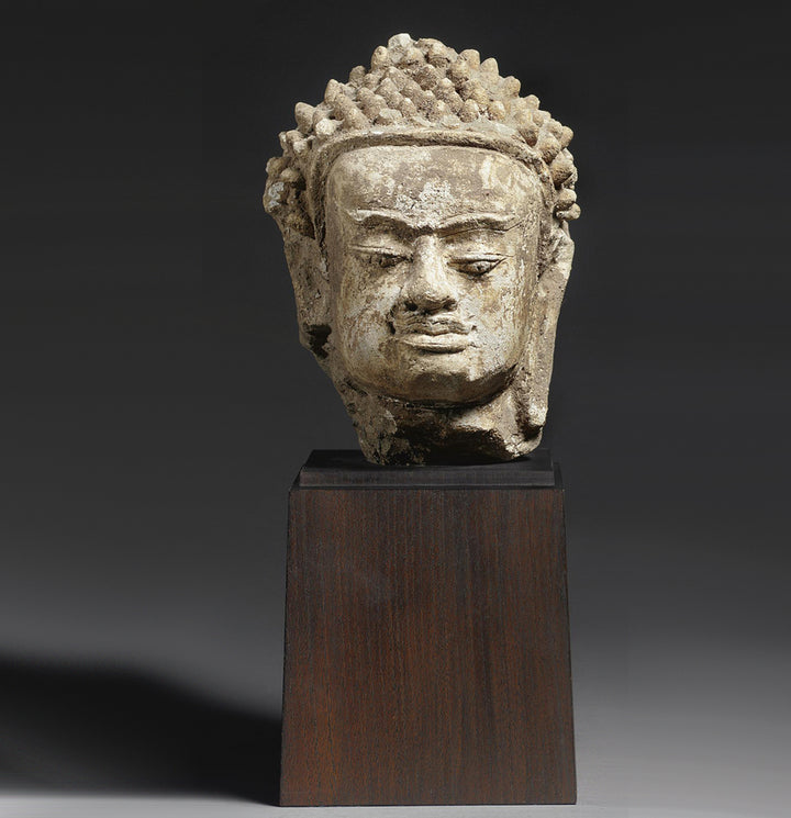 Rare Thai Haripunjaya Stucco Head of Buddha Ex Sothebys
