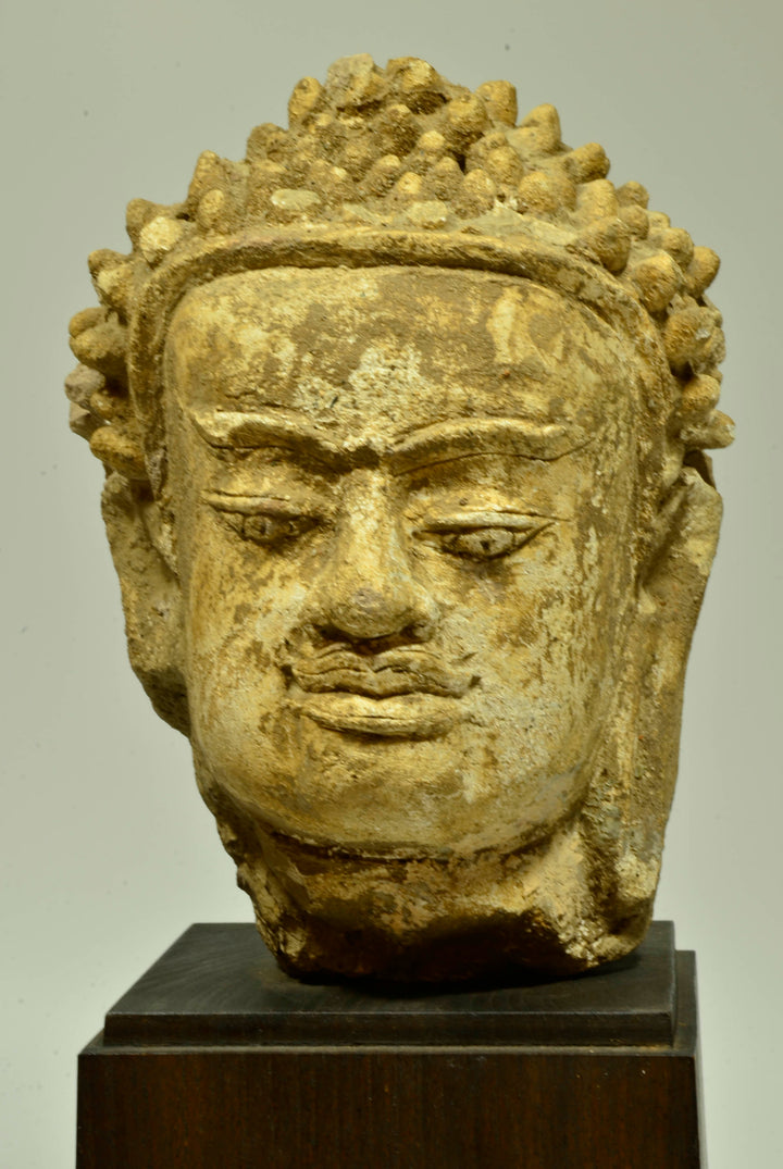 Rare Thai Haripunjaya Stucco Head of Buddha Ex Sothebys