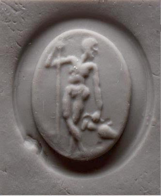 Ancient Roman Solid Gold Ring with Incised Figural Bezel