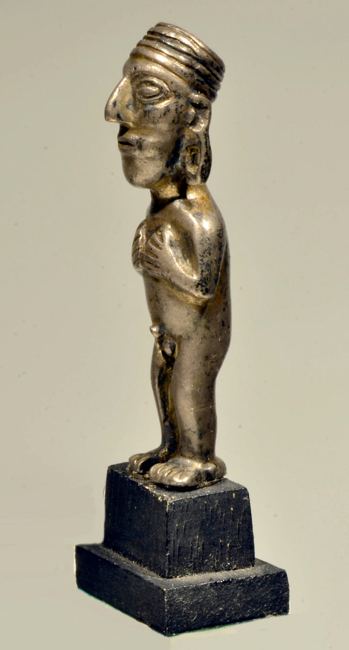Fine Inca Solid Silver Male Votive Figure