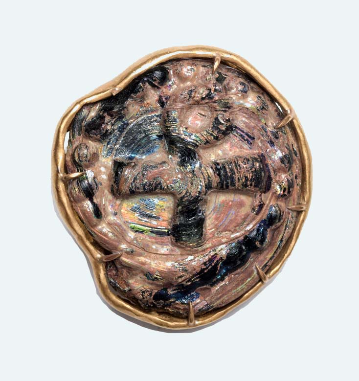 Byzantine Ancient Glass & Gold Brooch by Jean Mahie