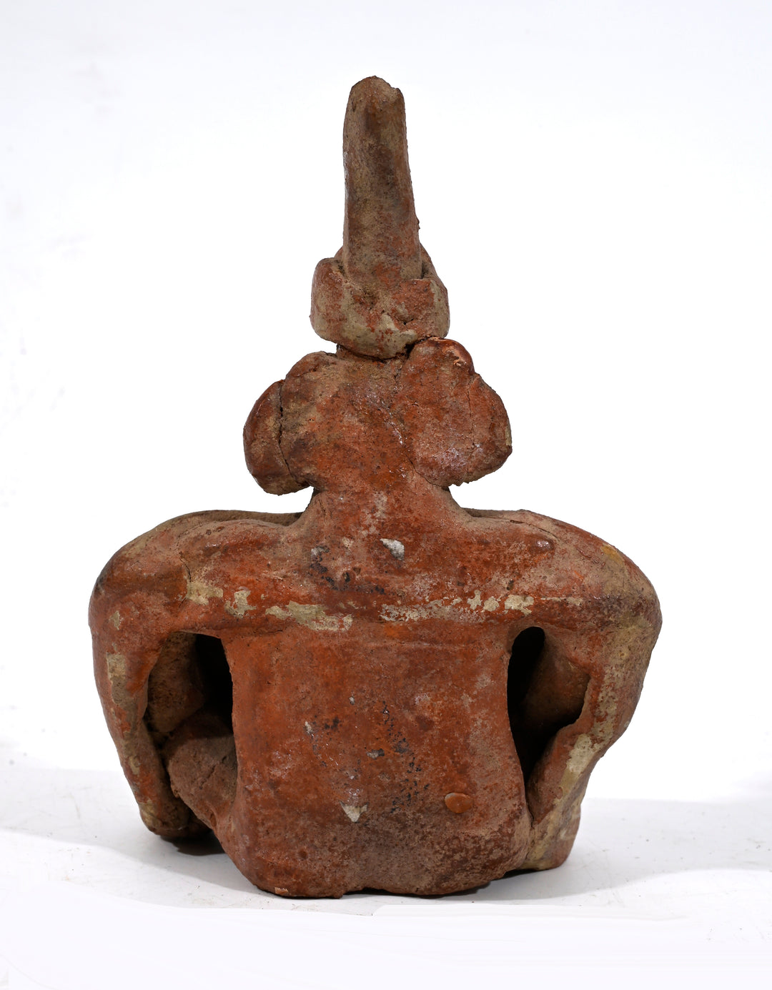 Pre-Columbian Nayarit Figure with Painted Ponch and Tall Headdress