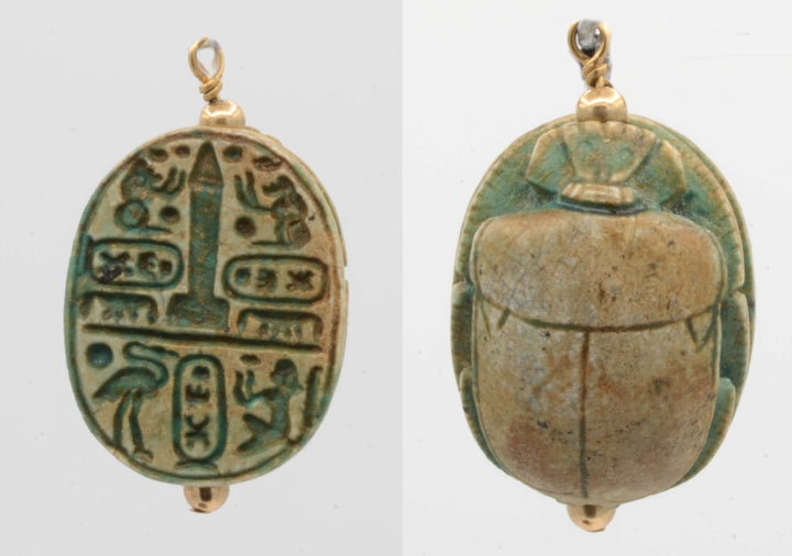 Egyptian Green Glaze Steatite Inscribed Royal Scarab for Tutmosis III - Art for Eternity