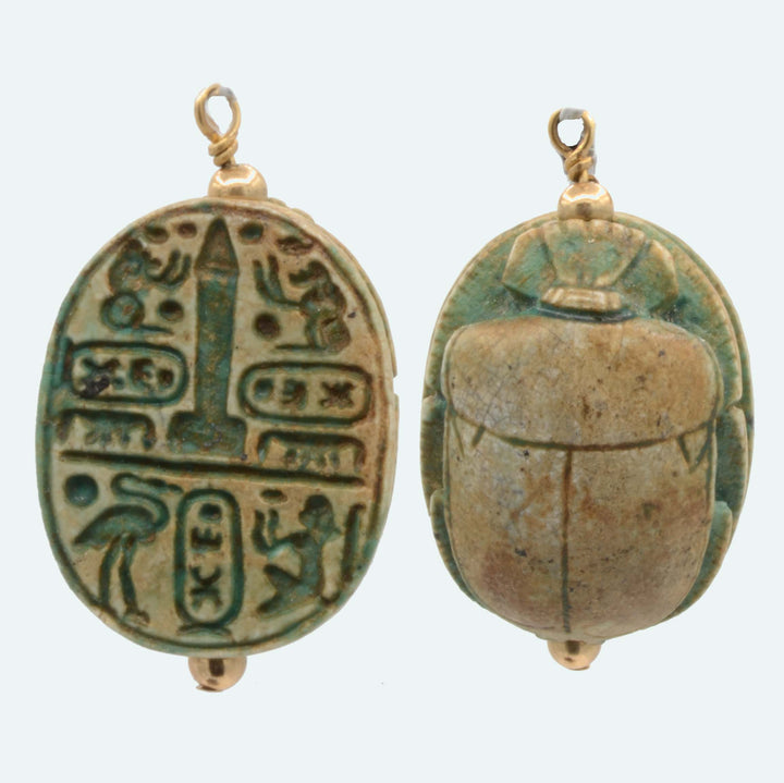 Egyptian Green Glaze Steatite Inscribed Royal Scarab for Tutmosis III - Art for Eternity