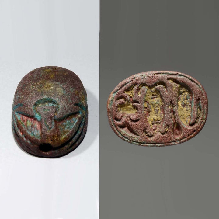 Egyptian Green Glaze Steatite Scarab for Protection