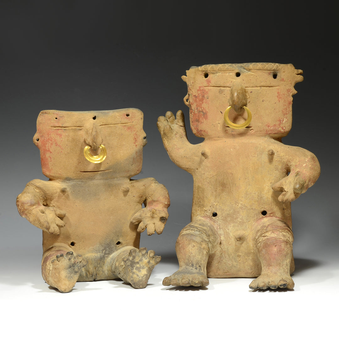 Pair Quimbaya Abstract Pottery Retablo Figures (2)