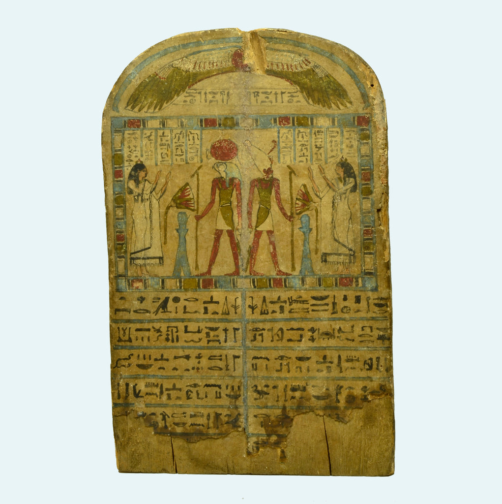 Egyptian Wood Round Top Stela for Hetepamun - Art for Eternity