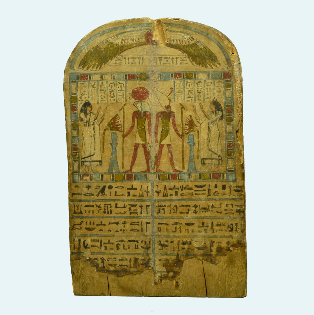 Egyptian Wood Round Top Stela for Hetepamun