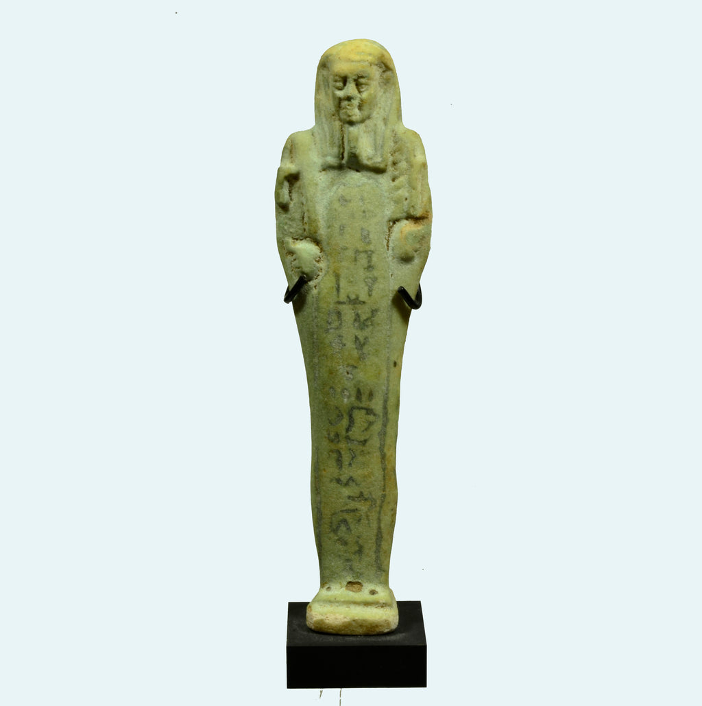 Egyptian Green Glaze Faience Ushabti for Wawa