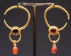 Roman Pair of Gold and Stone Pendant Earrings