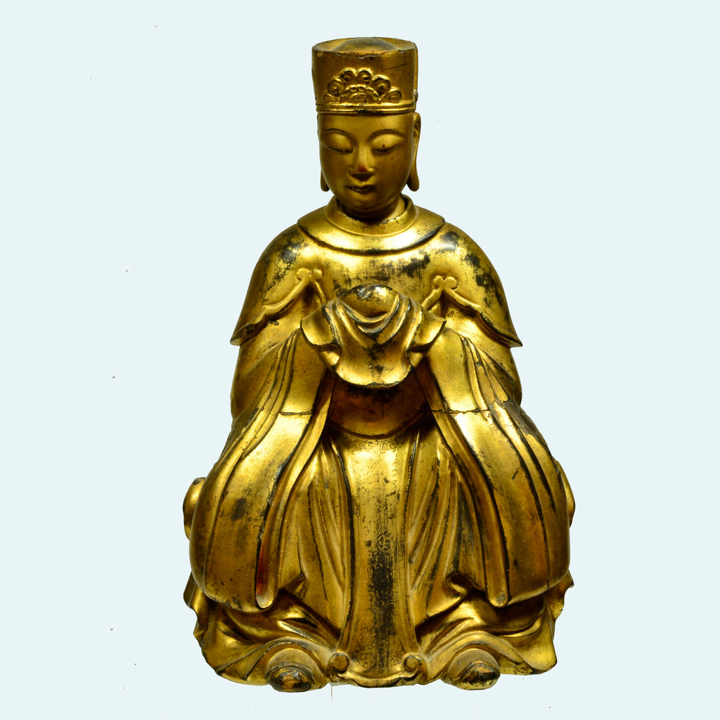 Chinese Gilt Wood Daoist Deity Figure