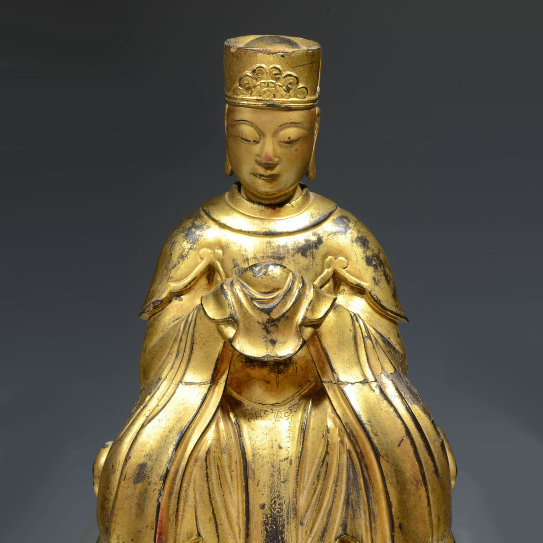 Chinese Gilt Wood Daoist Deity Figure