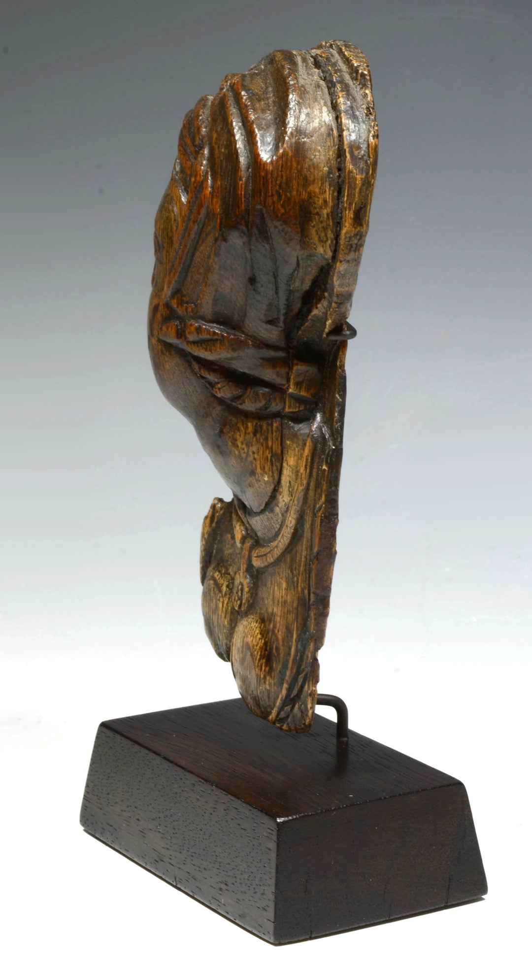 European Renaissance Wood Cared Profile Female Bust